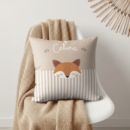 Baumwoll-Kissen I Personalisiert I Fuchs I Streifen