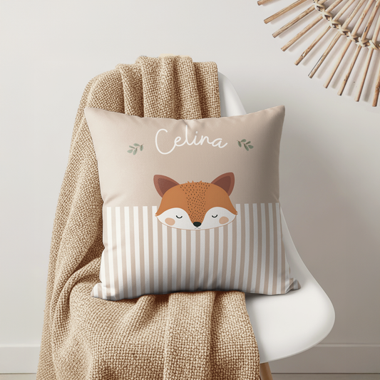 Baumwoll-Kissen I Personalisiert I Fuchs I Streifen