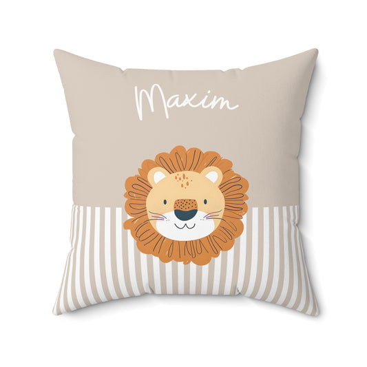 Baumwoll-Kissen I Personalisiert I Löwe I Streifen