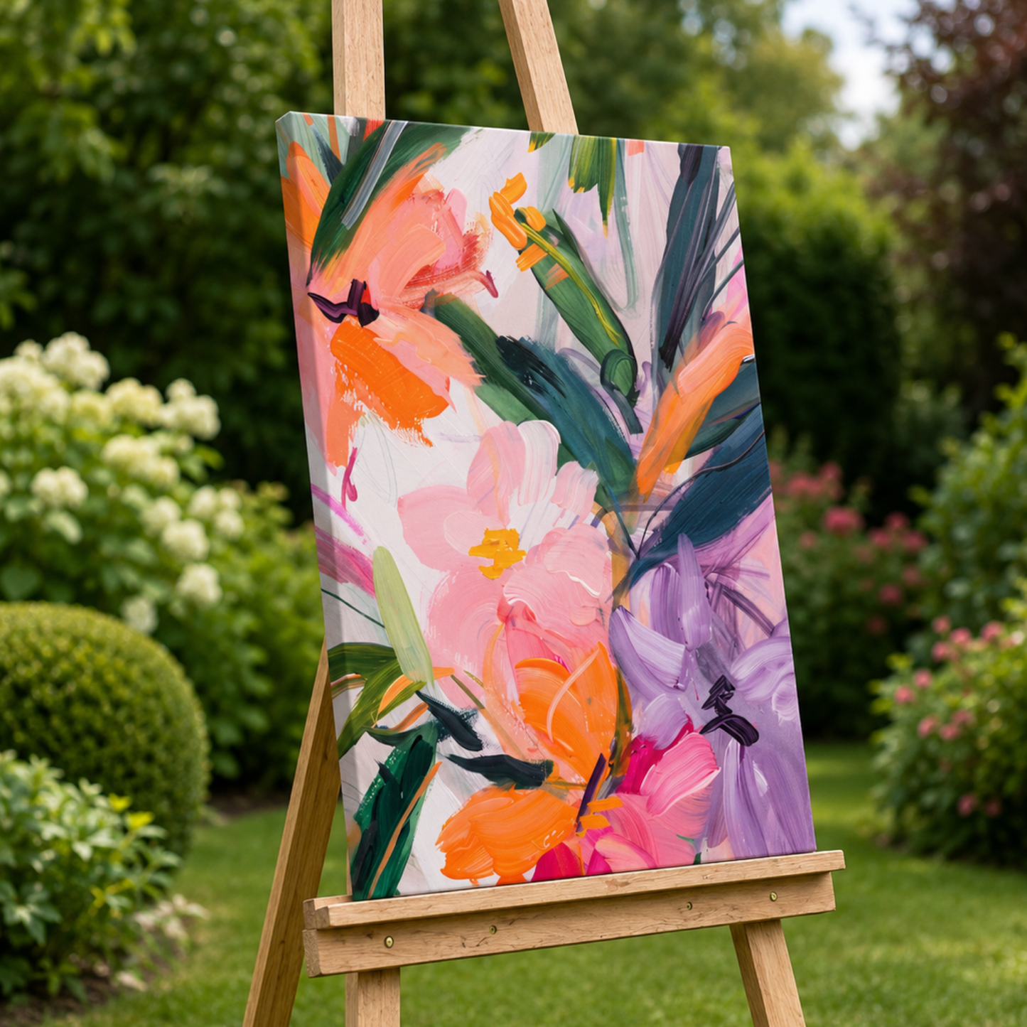 Moderne florale Postkarte mit handgemaltem Blumenmotiv – Kunstkarte in leuchtenden Farben