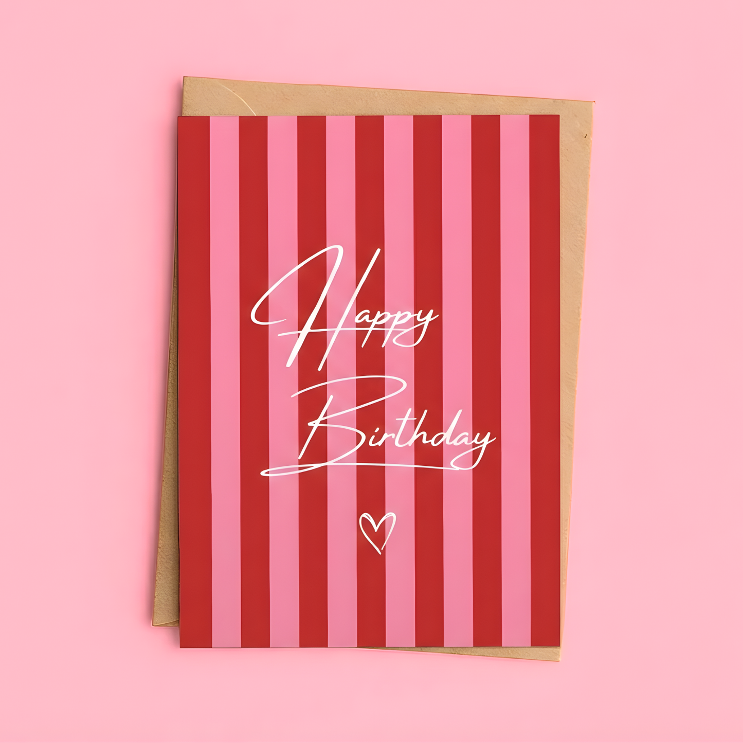 Moderne Geburtstagskarte minimalistisch rot rosa Streifen Happy Birthday Karte elegante Grußkarte für Frauen Freundin mit Umschlag