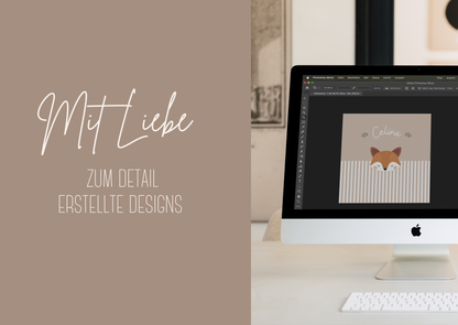 Baumwoll-Kissen I Personalisiert I Fuchs I Streifen